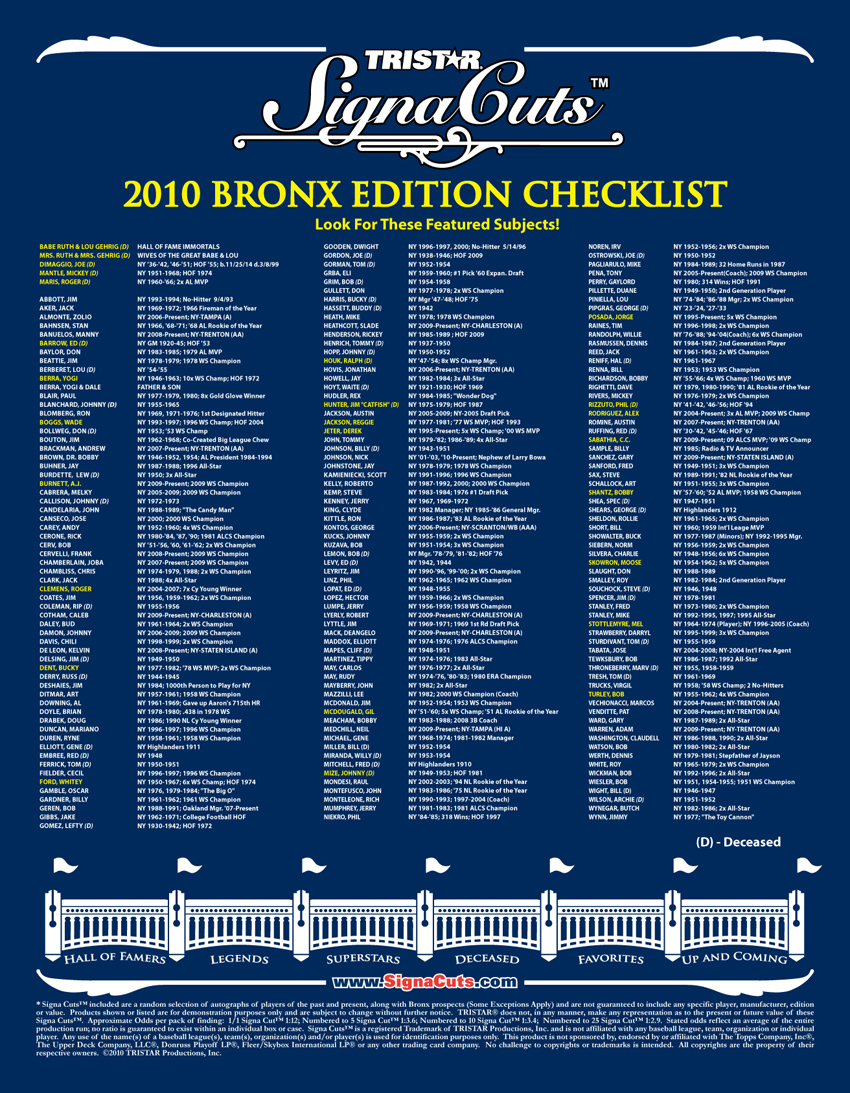 Signa Cuts Bronx Edition 2 Checklist