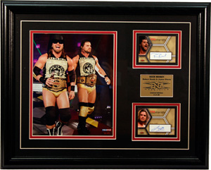 Beer Money Framed Autographed Piece with Trading Cards