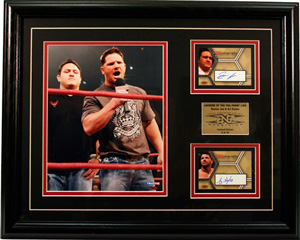 Samoa Joe and A.J Styles Leaders of the TNA Front Line Framed Autographed Piece with Trading Cards