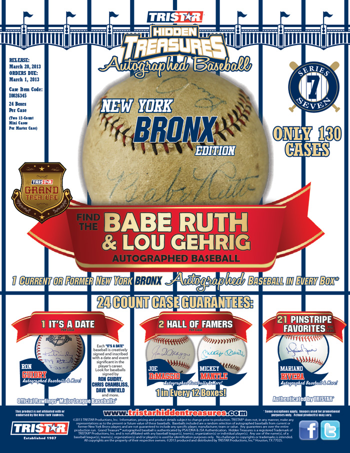 TRISTAR Hidden Treasures Autographed Baseball Bronx Series 7