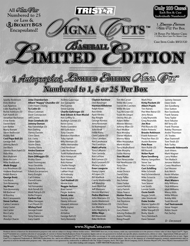 TRISTAR Signa Cut 2011 Bronx Edition Auto /25 Enos Slaughter